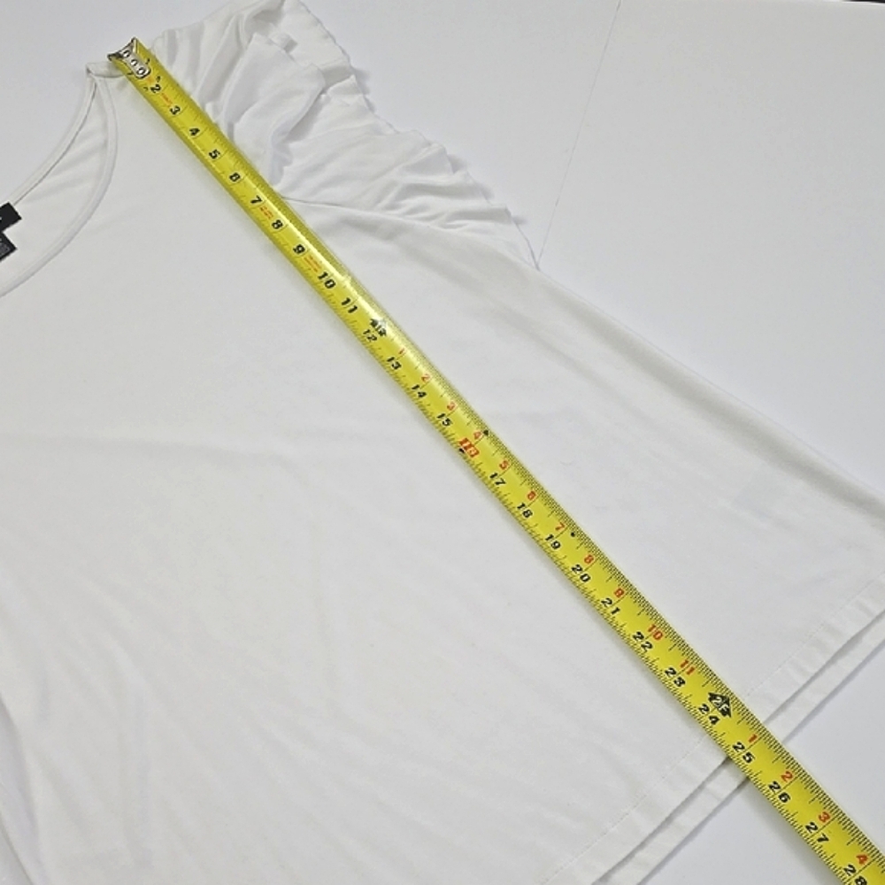 Lord & Taylor Women's White Ruffle Sleeves Top Soft Stretch Viscose Blend Size S - Picture 10 of 10